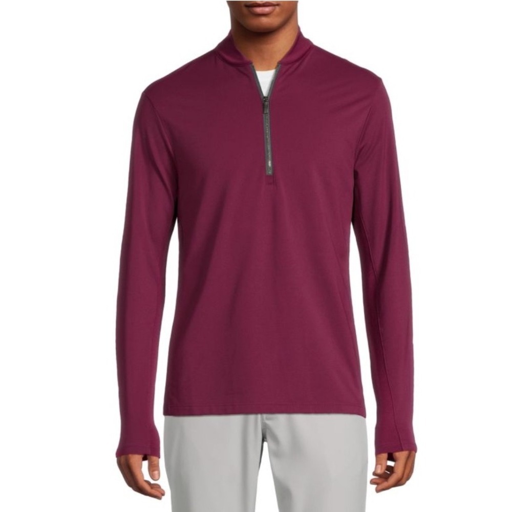 GREYSON Mens Siasconset Solid Quarter Zip‎ Pullover Maroon Golf Size Small